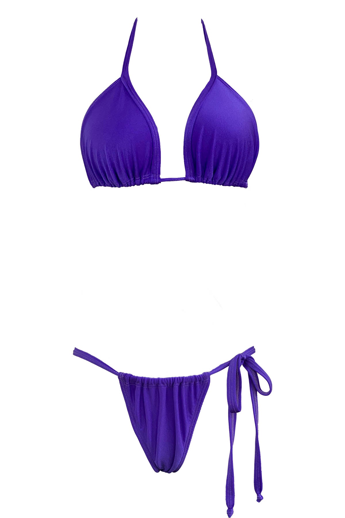 Cyn - Purple ruched string bikini bottom