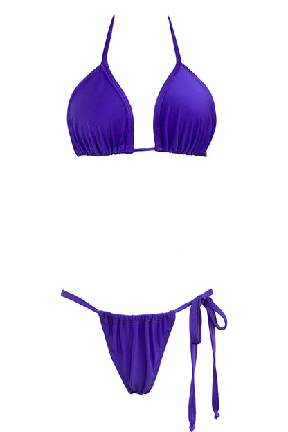 Cyn - Purple ruched string bikini bottom