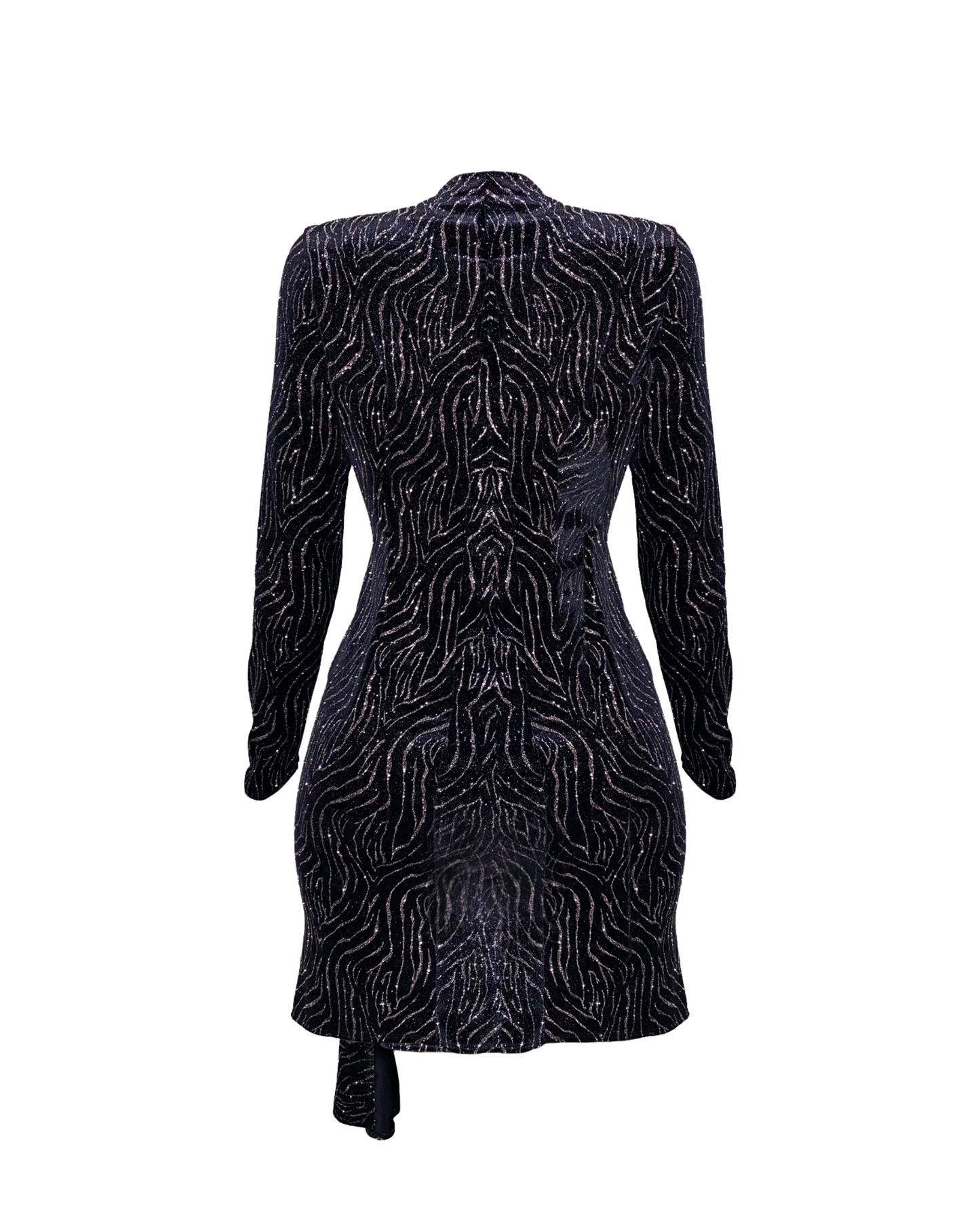 Coast - Gold-Patterned Velvet Mini Dress with Front Knot Detail
