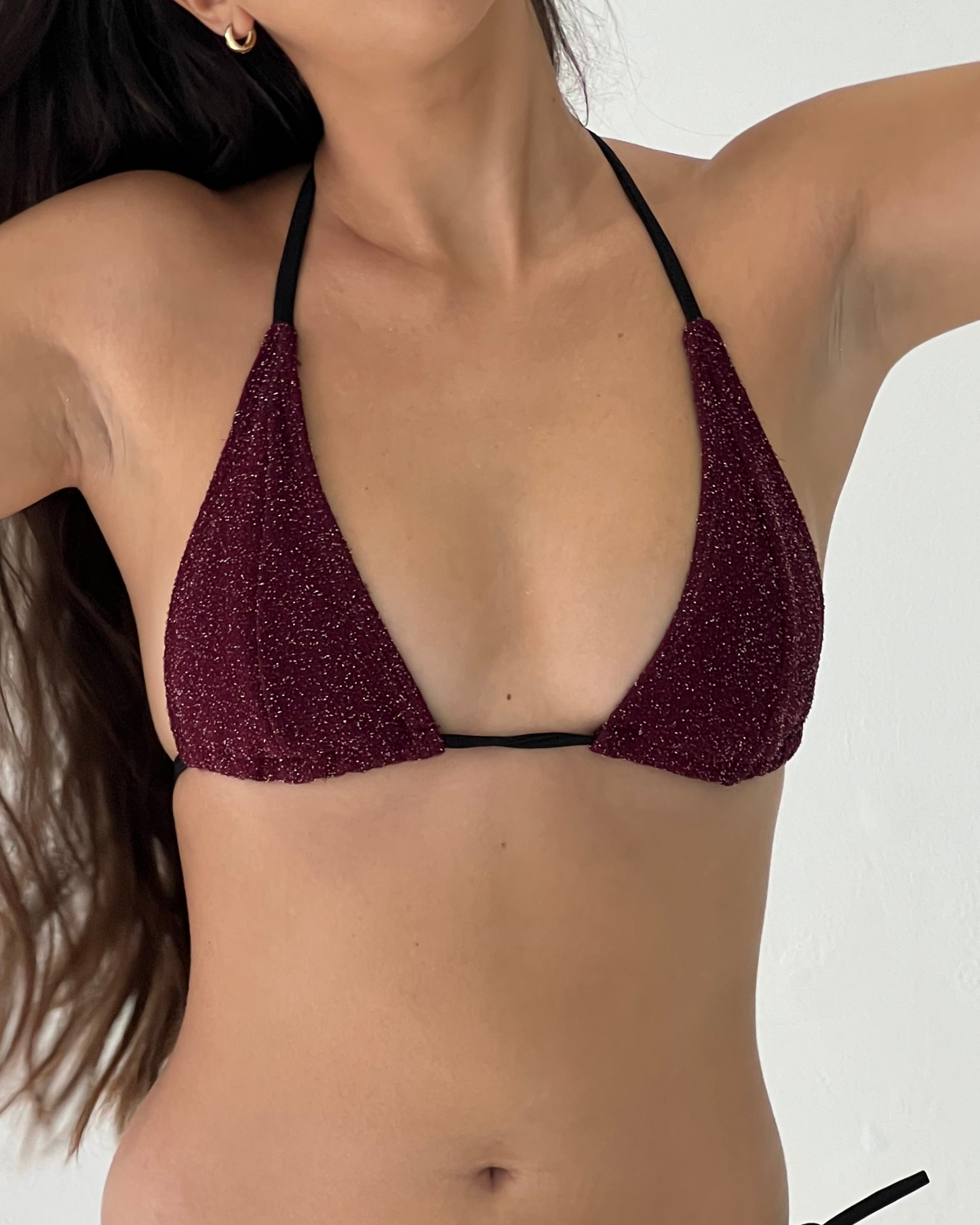 Ynes - Red shimmer triangle bikini top