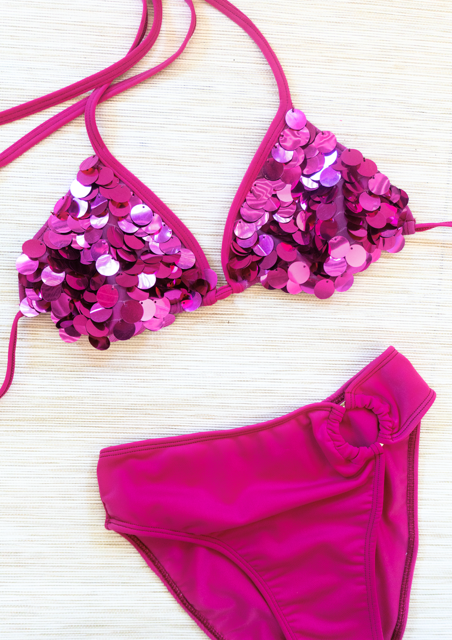 Satine Y2K Sequin Medallion Triangle Bikini Top