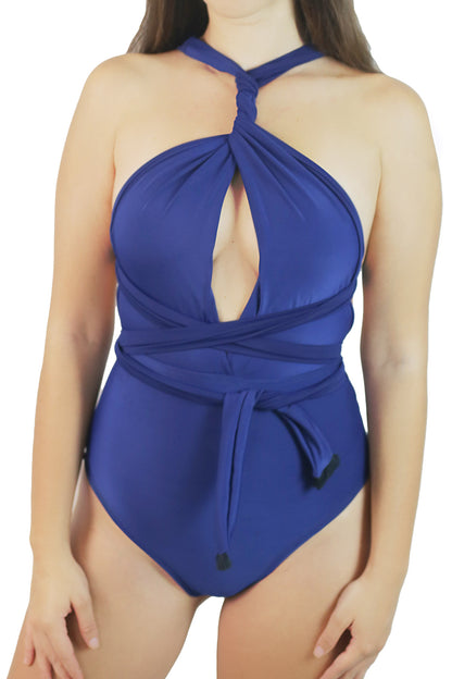 Loren - Blue convertible one-piece swimsuit