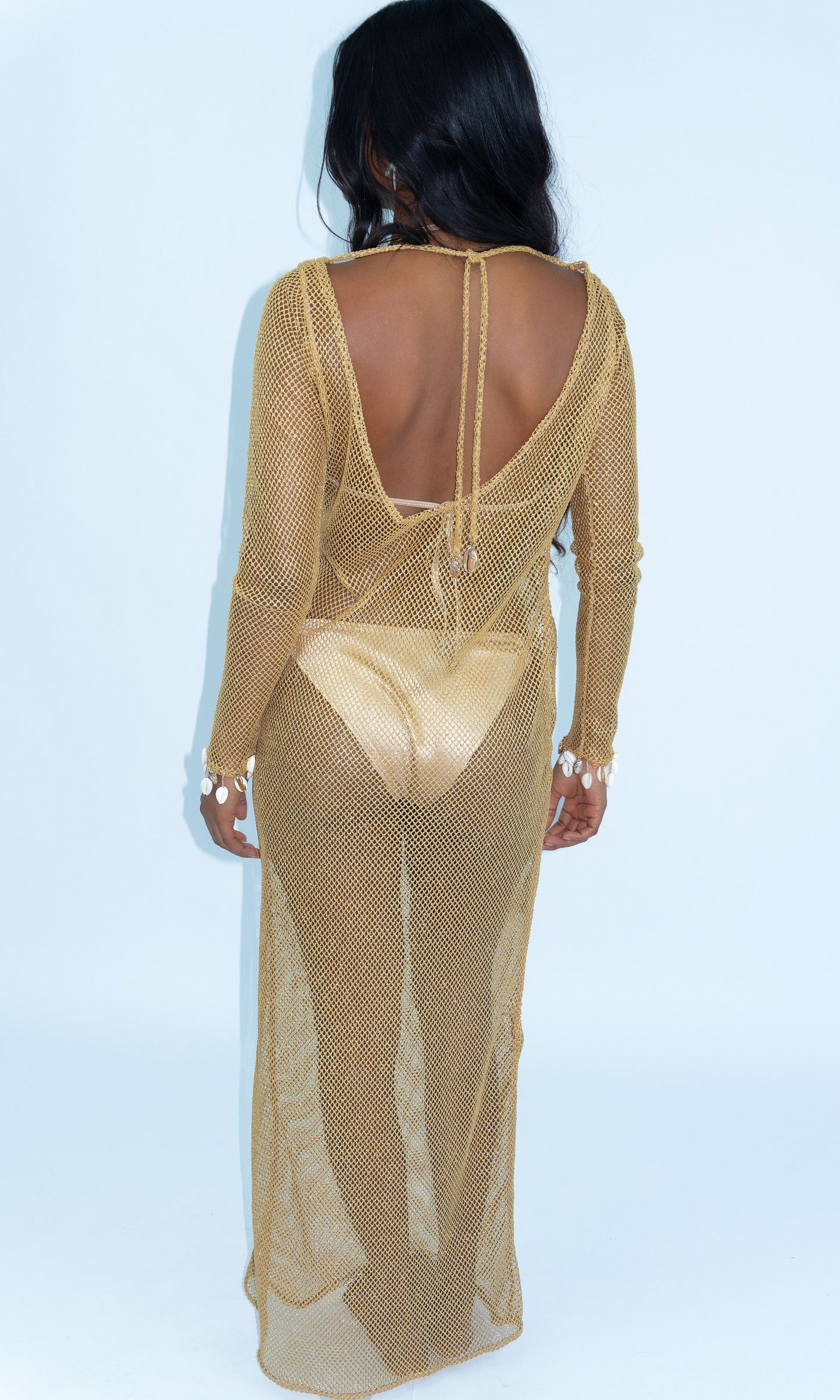 Sirena - Gold Glitter Maxi Dress