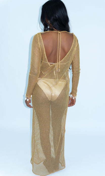 Sirena - Gold Glitter Maxi Dress