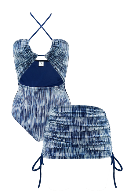 Camila - Ocean Blue Adjustable Swim Skirt and Pareo