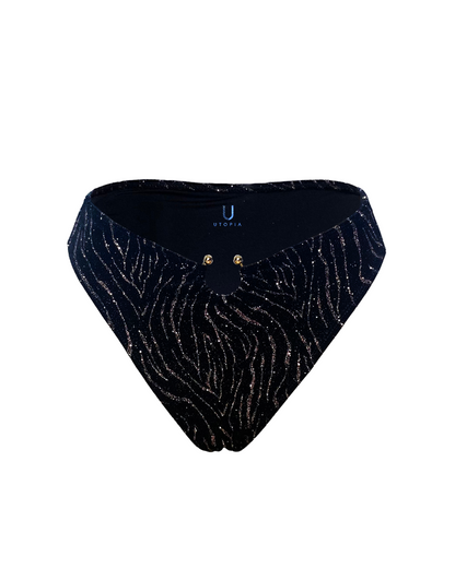 Black velvet  bikini bottom with golden ring