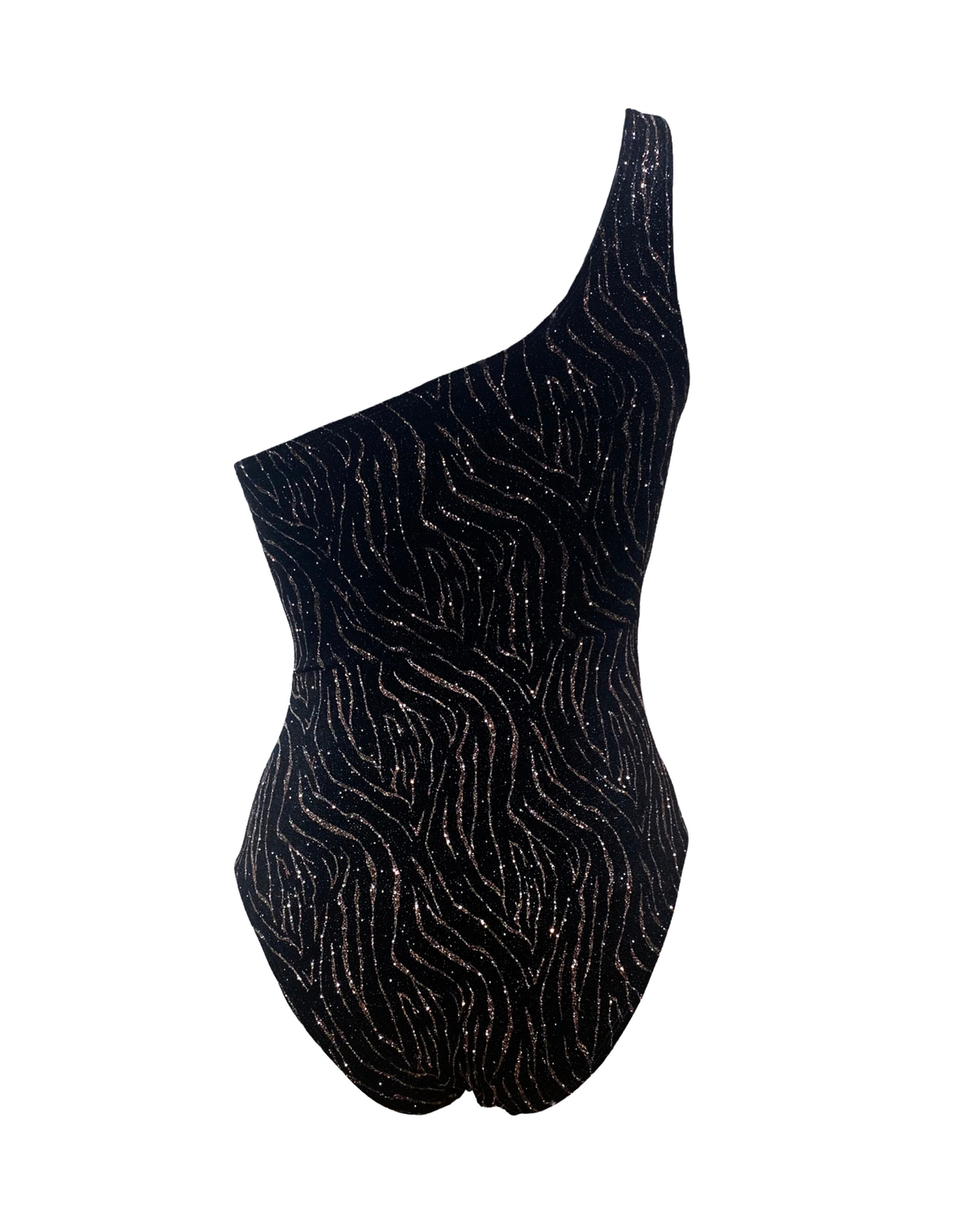 Coast - One-Shoulder Black Velvet Swimsuit with Front Cutout