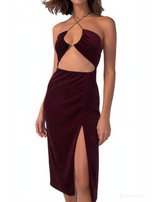 Burgundy Afterglow Midi Dress
