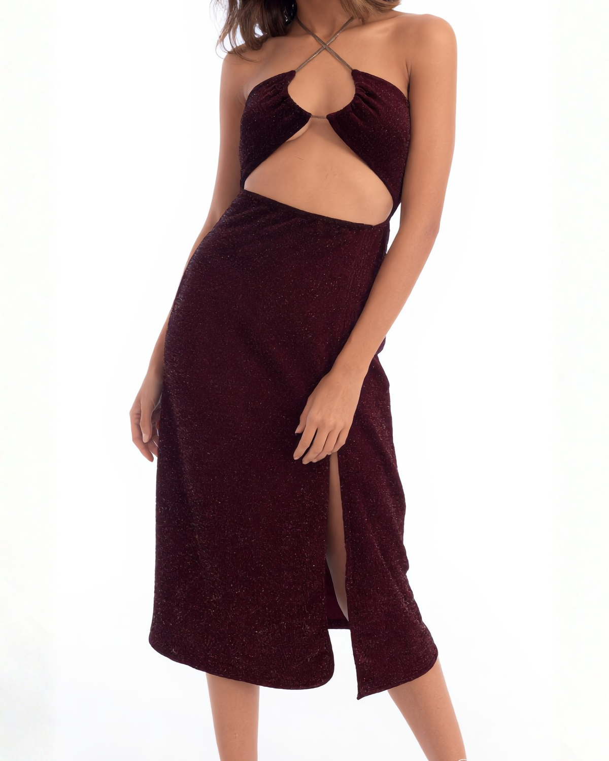 Burgundy Afterglow Midi Dress