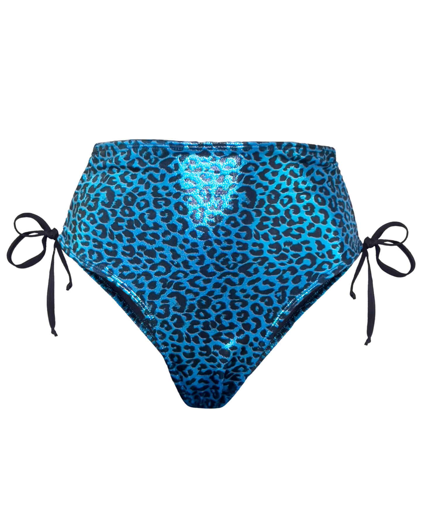 Animal print high waist swimsuit bottoms with adjustable side strings
