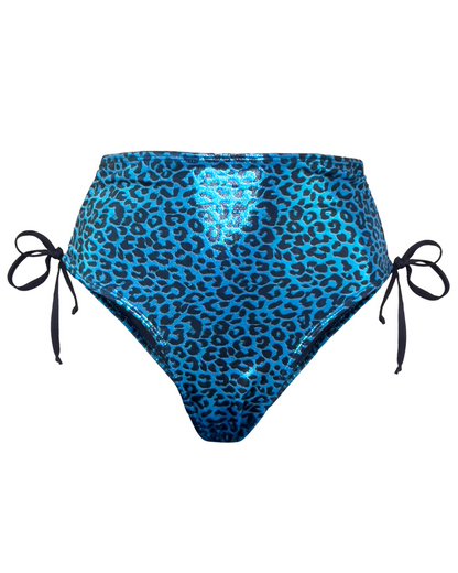 Animal print high waist swimsuit bottoms with adjustable side strings