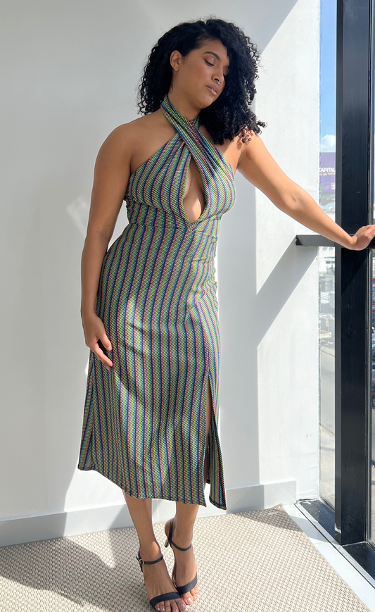 Cross Halter Midi Dress – Women’s Fashion