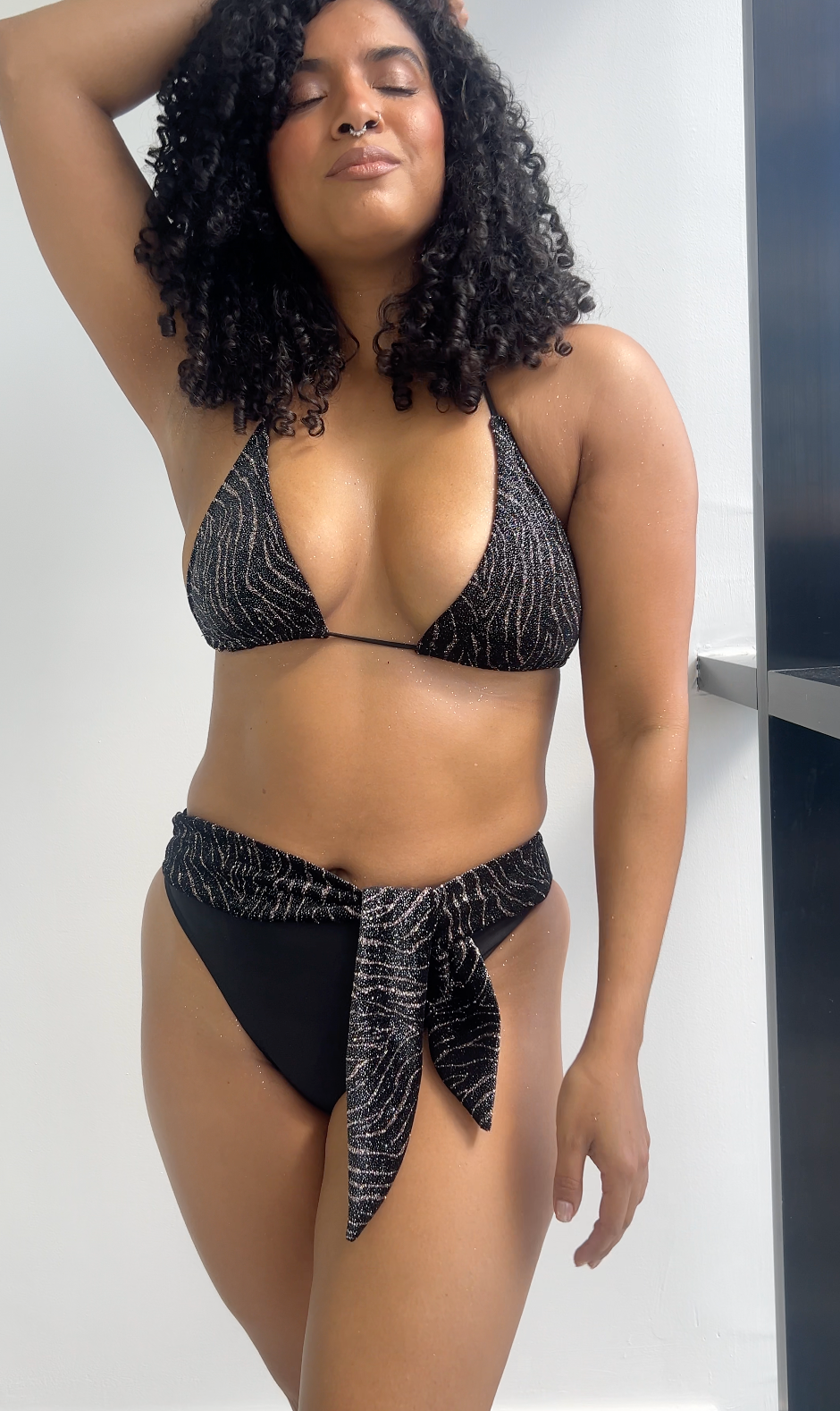 Becca - Black Velvet High-Waist Bikini Bottom