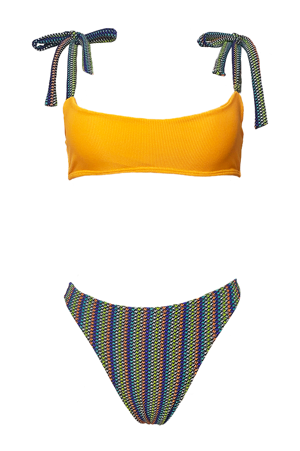 Apricot - Vibrant Orange Jazzy Bandeau Bikini Top