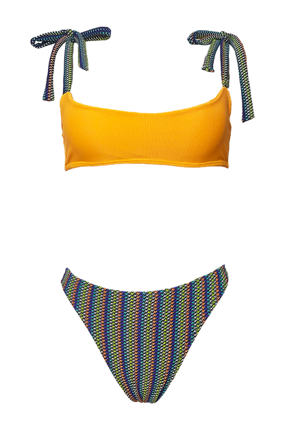 Apricot - Vibrant Orange Jazzy Bandeau Bikini Top