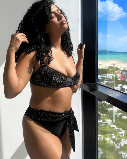 Becca - Black Velvet High-Waist Bikini Bottom