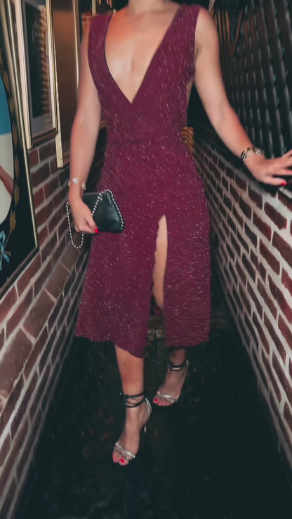 Paloma de la Cruz wearing Ynes Infinite Convertible Shimmer Dress by Utopia Resortwear